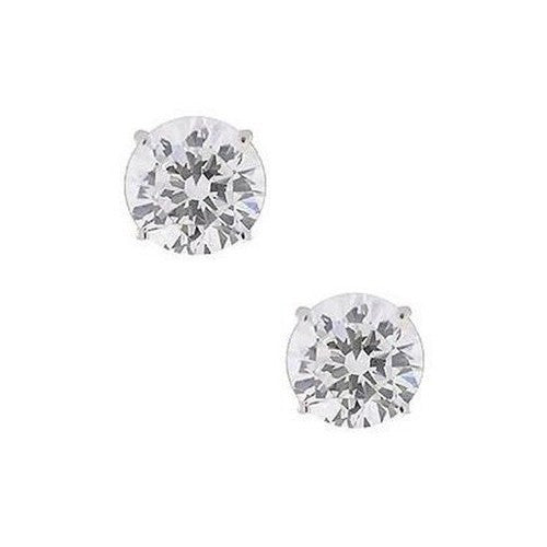 Crislu 6.00 CTTW Cubic Zirconia Round Stud Earrings - Silver