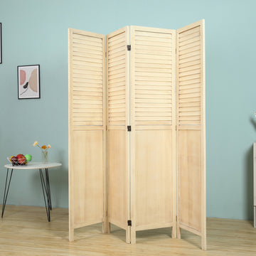 7108 Natural Shutter 4-Panel Room Divider