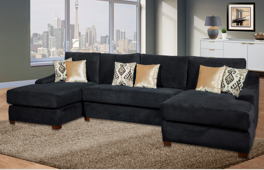 Emperor 3-Piece Sofa Chaise Set by Arely's Furniture - Black