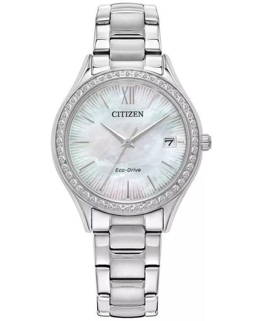 Reloj Citizen Eco Drive de acero inoxidable con pulsera de 34 mm para mujer - Plateado