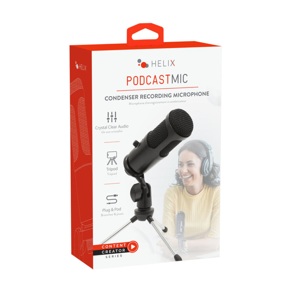 Helix Podcast Mic Condenser Recording Microphone - Black