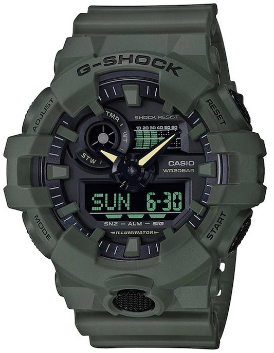 Reloj Casio G-Shock para hombre, de 51 mm, con correa de resina negra y esfera verde oliva 