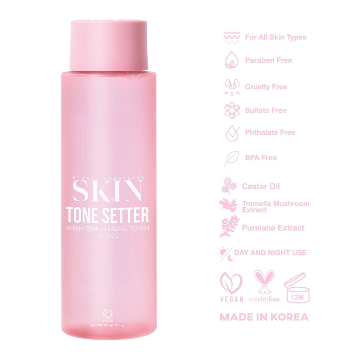 Beauty Creations Skin Tone Setter Brightening 5 oz Facial Toner