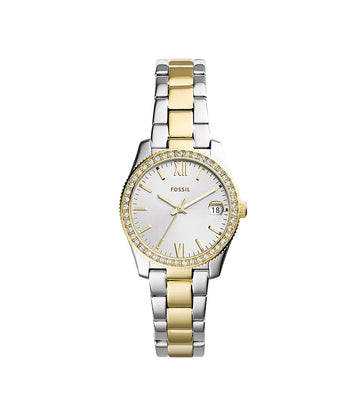 Fossil Scarlette Mini Women's 32mm Two-Tone Bracelet Watch - Silver Dial