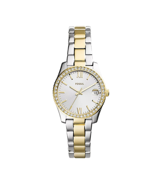 Fossil Scarlette Mini Women's 32mm Two-Tone Bracelet Watch - Silver Dial