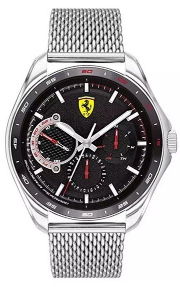 Ferrari Speed Racer Men's 44mm Quartz Stainless Steel Silver Bracelet Watch - Black Dial - Curacao