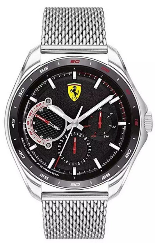 Ferrari Speed Racer Men's 44mm Quartz Stainless Steel Silver Bracelet Watch - Black Dial - Curacao