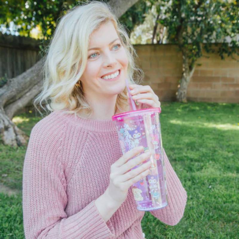 Sanrio Hello Kitty and Friends Toss Pattern 32 oz Confetti Cold Cup - Pink