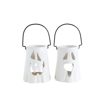 Creative Co-op Ghost Lantern with Handle (Set of 2) - White