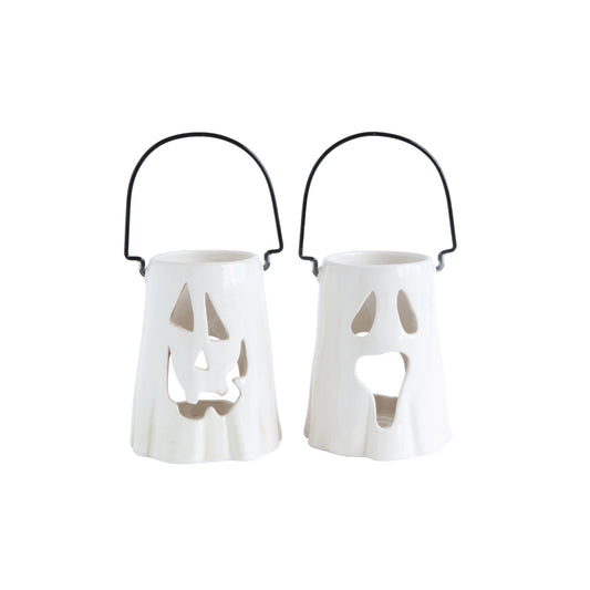Creative Co-op Ghost Lantern with Handle (Set of 2) - White