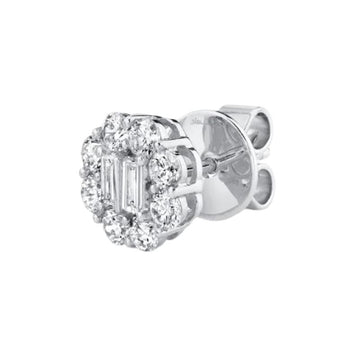 Shy Creation Kate Women's 0.89 ct. Baguette Diamond Earrings in 14K White Gold