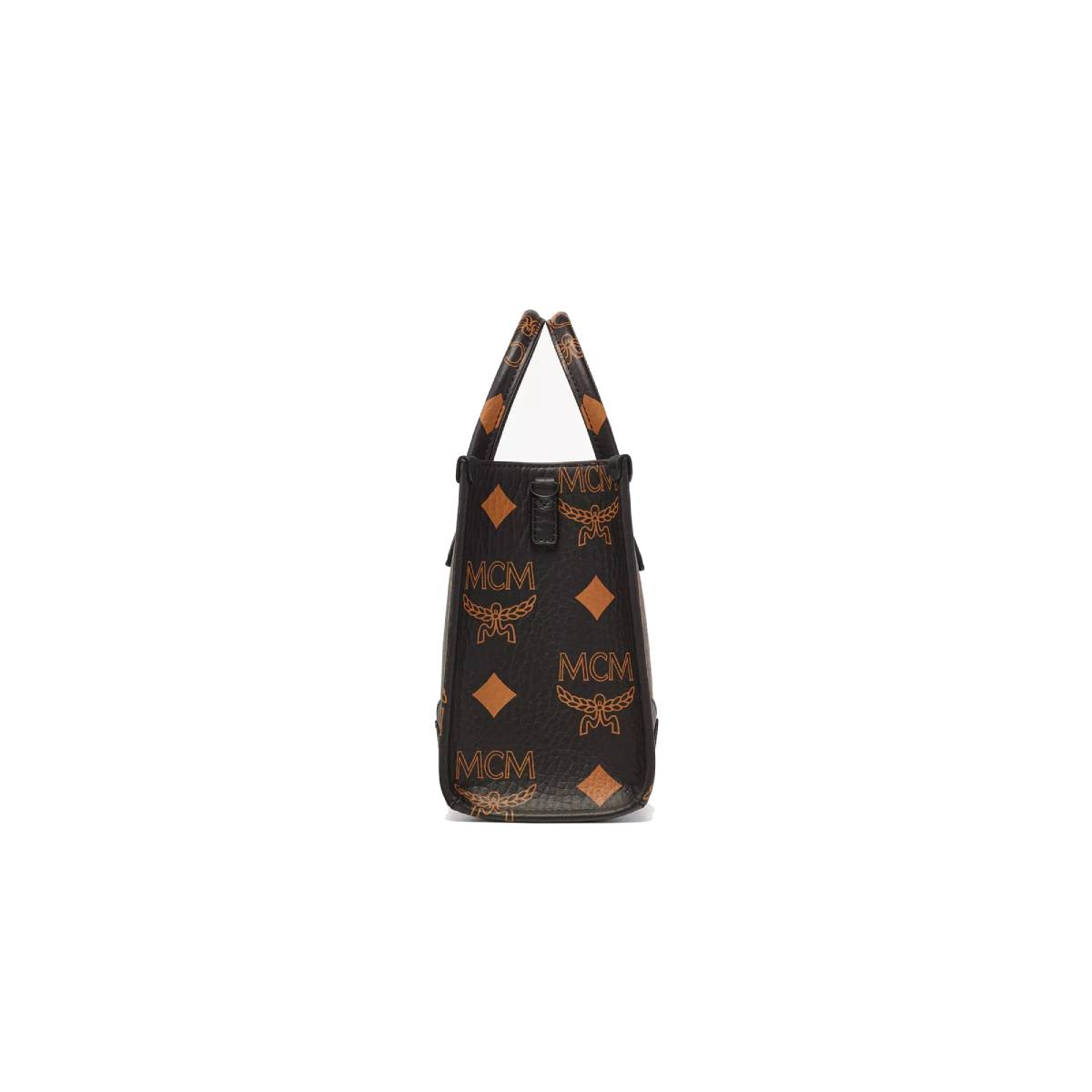 MCM Visetas Small Munchen Tote in Maxi- Black