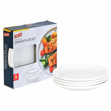 Glad Stackable Dinner Plate Set (4-Piece) - White