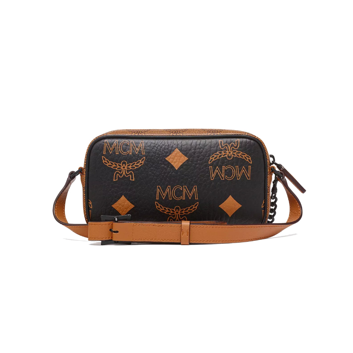 MCM Aren Monogram Mix Small Crossbody Bag with Pouch - Black