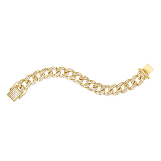 Anna Zuckerman Olivia 63 Men's 8" 5 ct. Diamond Crystalline Super Cuban Link Bracelet in 18K Yellow Gold-Plating over 925 Sterling Silver