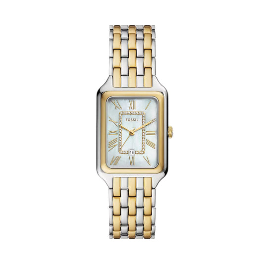 Fossil Raquel Women's 26mm Two-Tone Bracelet Watch - White Mother of Pearl Dial