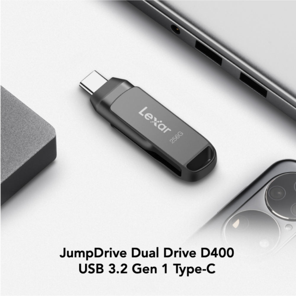Lexar LJDD400 256GB JumpDrive D400 USB 3.2 Gen 1 Type-C Dual Drive - Gray