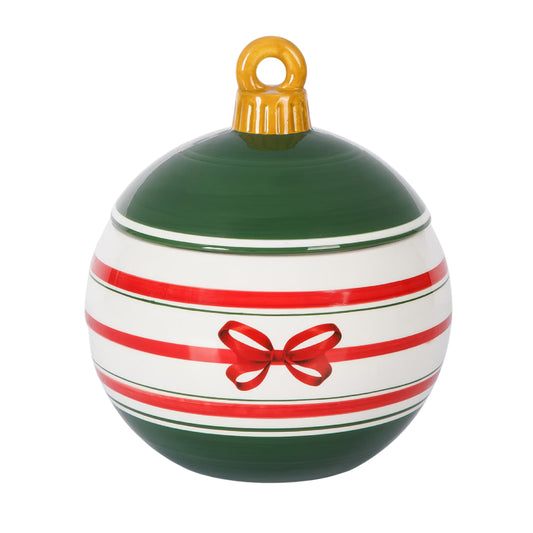 Martha Stewart 144799 Festive Bow Jar - White/Green
