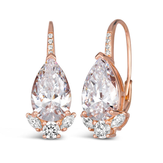 Anna Zuckerman Elizabeth 49 Women's 5 ct. White Diamond Crystalline Earrings in 18K Rose Gold-Plating over 925 Sterling Silver