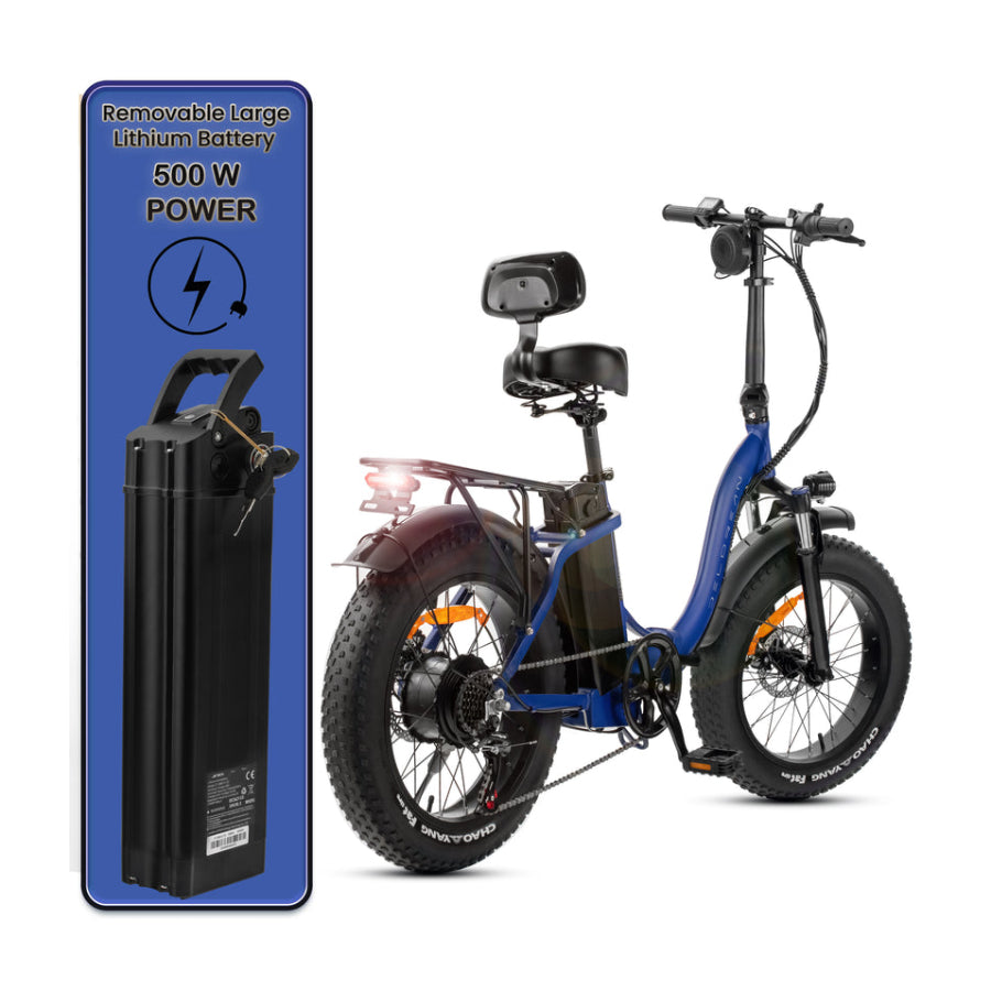 Delorean DM500-Sport Foldable Fat Tire Electric Bike - Black