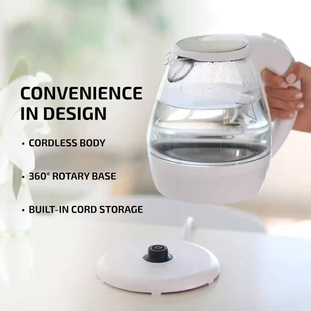 Ovente 1.5L Lighted Electric Kettle with Lid