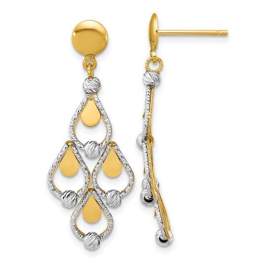 14K Leslie's Women's Diamond-Cut Chandelier Drop & Dangle Earrings in Rhodium Plating-over 14K Two-Tone Gold