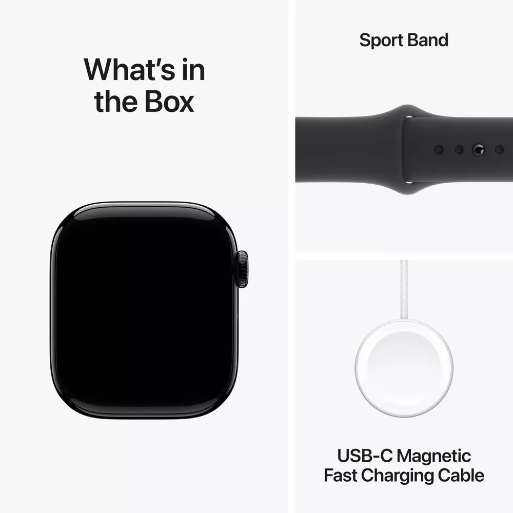 Apple Watch Series 10 (GPS+Cellular) 42mm Aluminum Case with Black Sport Band - M/L - Jet Black