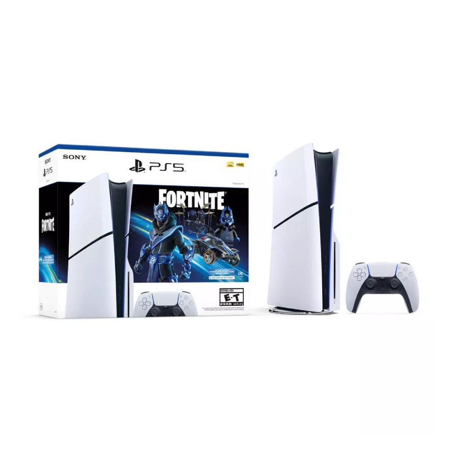 Sony PlayStation 5 Slim 1 TB Disc Console with Fortnite Cobalt Star Bundle - White