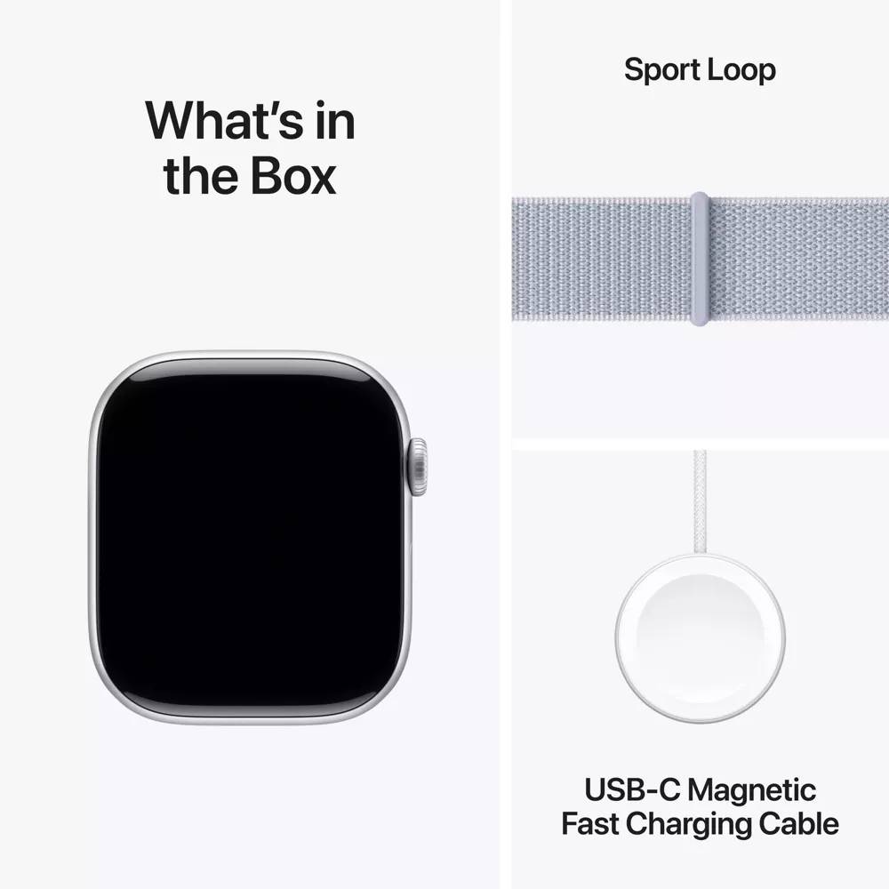 Apple Watch Series 10 (GPS+Cellular) 46mm Aluminum Case with Blue Cloud Sport Loop - Silver