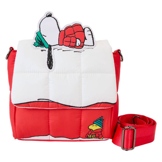 Loungefly Peanuts Snoopy Woodstock Snow Day Doghouse Crossbody Bag - White/Red