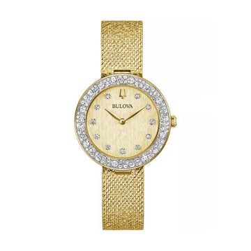 Bulova Crystal Women's 32mm Bracelet Watch - Gold