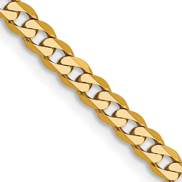 14k Yellow Gold Unisex Flat Beveled Curb Chain