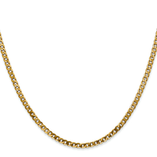 14K Yellow Gold Unisex 30" Flat Beveled Curb Chain