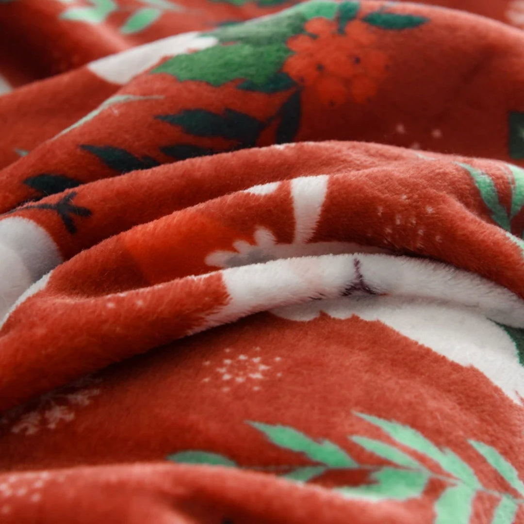 Ultra Soft Oversized Plush Holiday Throw Blanket - Red Santa Llama