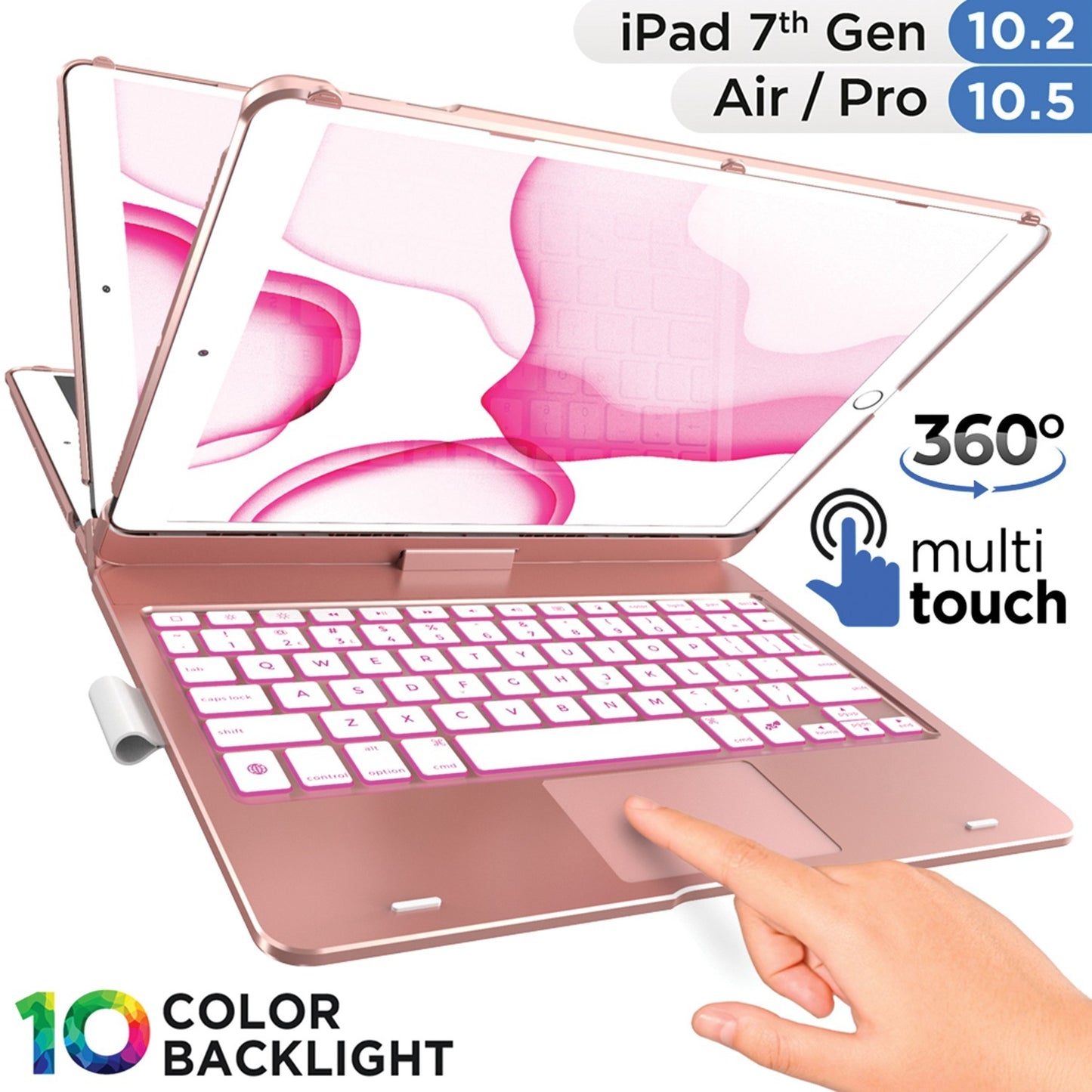 Typecase Flexbook Touch iPad 10.2/10.5" Keyboard Case with Touchpad - Rose Gold