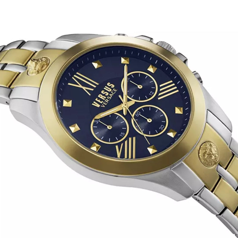 Versus Versace Chrono Lion Men's 44 mm Two-Tone Bracelet Watch - Blue Dial