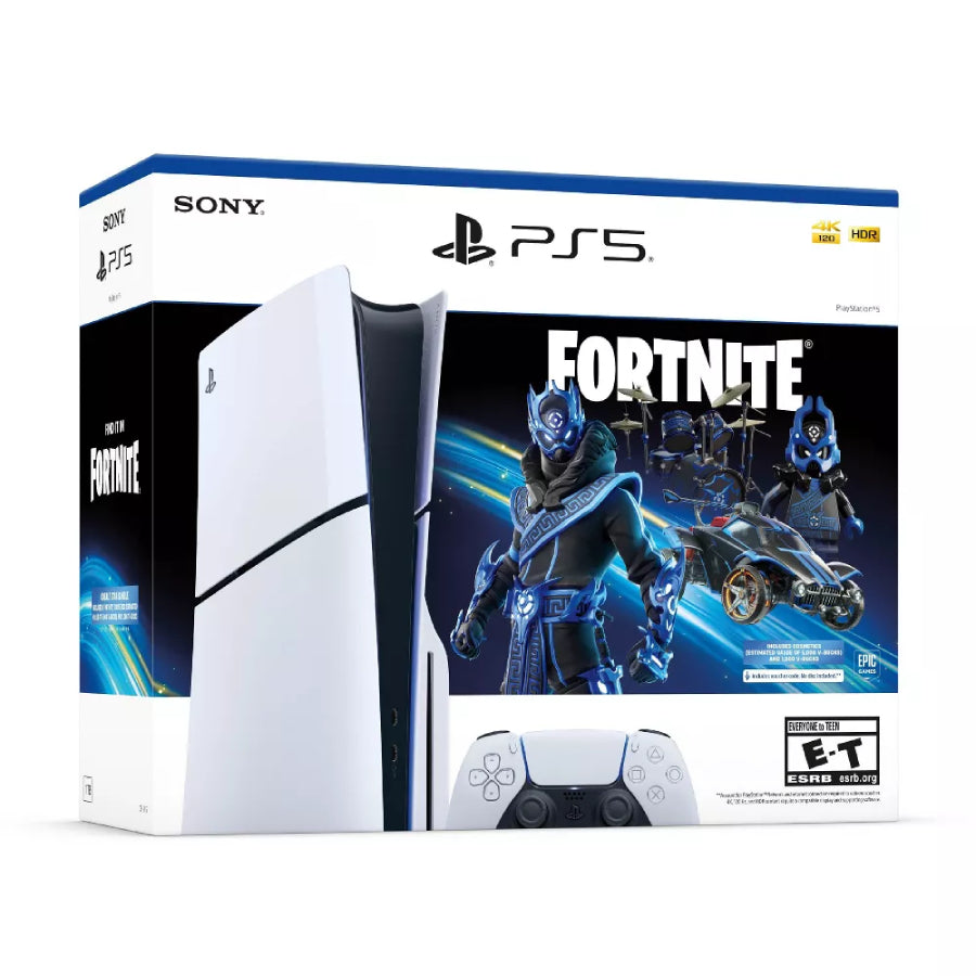 Sony PlayStation 5 Slim 1 TB Disc Console with Fortnite Cobalt Star Bundle - White