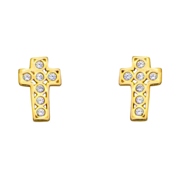 Cross Stud Earring in 14K Yellow Gold