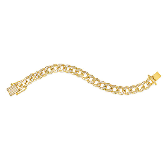 Anna Zuckerman Olivia 74 Women's 8" 3 ct. Diamond Crystalline Havana Cuban Bracelet in 18K Yellow Gold-Plating over 925 Sterling Silver