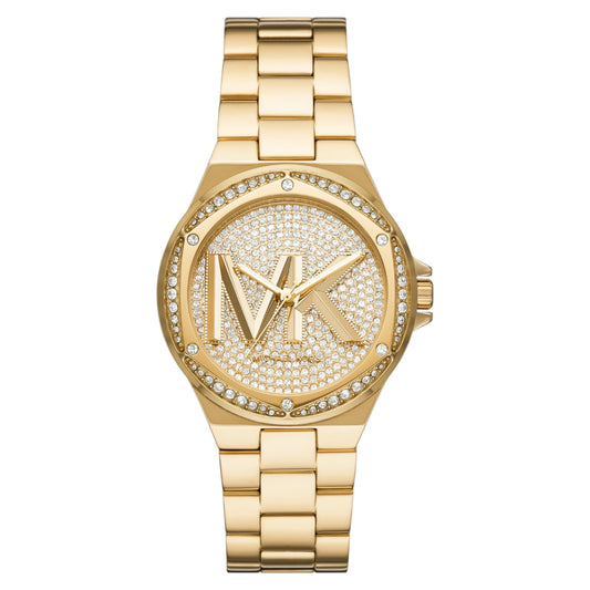 Michael Kors Lennox Pave Logo Women's 37mm Bracelet Watch - Gold-Tone