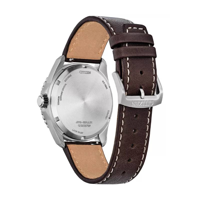 Citizen Eco-Drive Brycen Super Titanium Men's 41mm Brown Strap Watch - Blue Dial