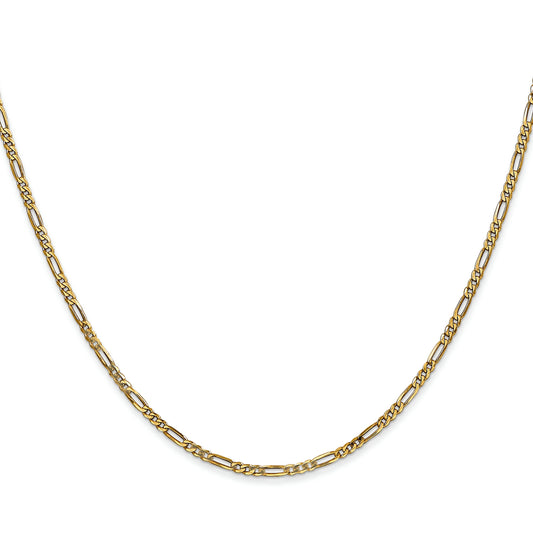 14K Yellow Gold 22" Flat Figaro Chain