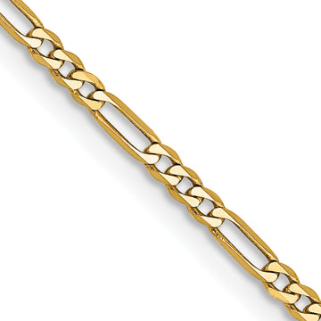 14K Yellow Gold 22" Flat Figaro Chain