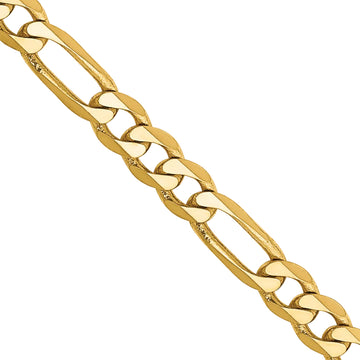 Cadena Figaro plana de 22" con cierre de langosta para mujer en oro amarillo de 14 quilates