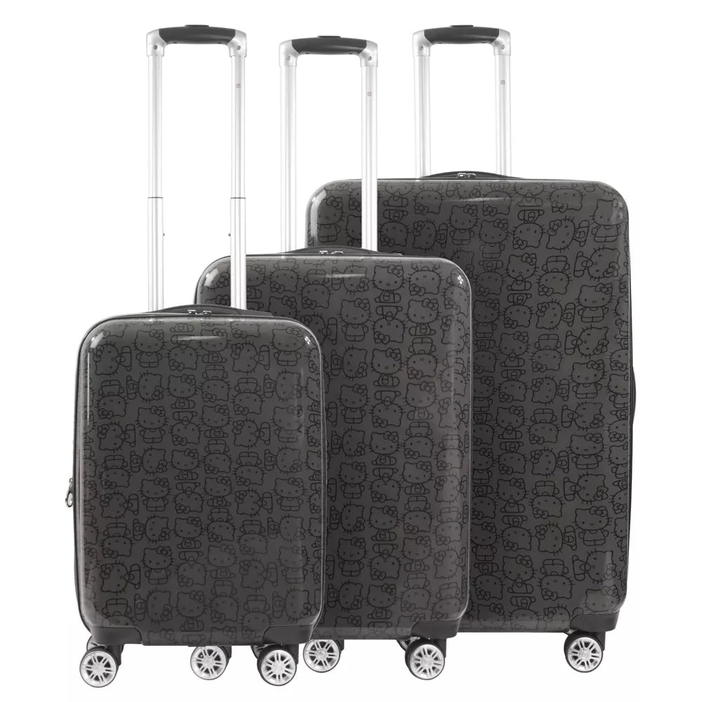 Ful Hello Kitty Pose All Over Print Hard-Sided Spinner Luggage - Black (Set of 3)