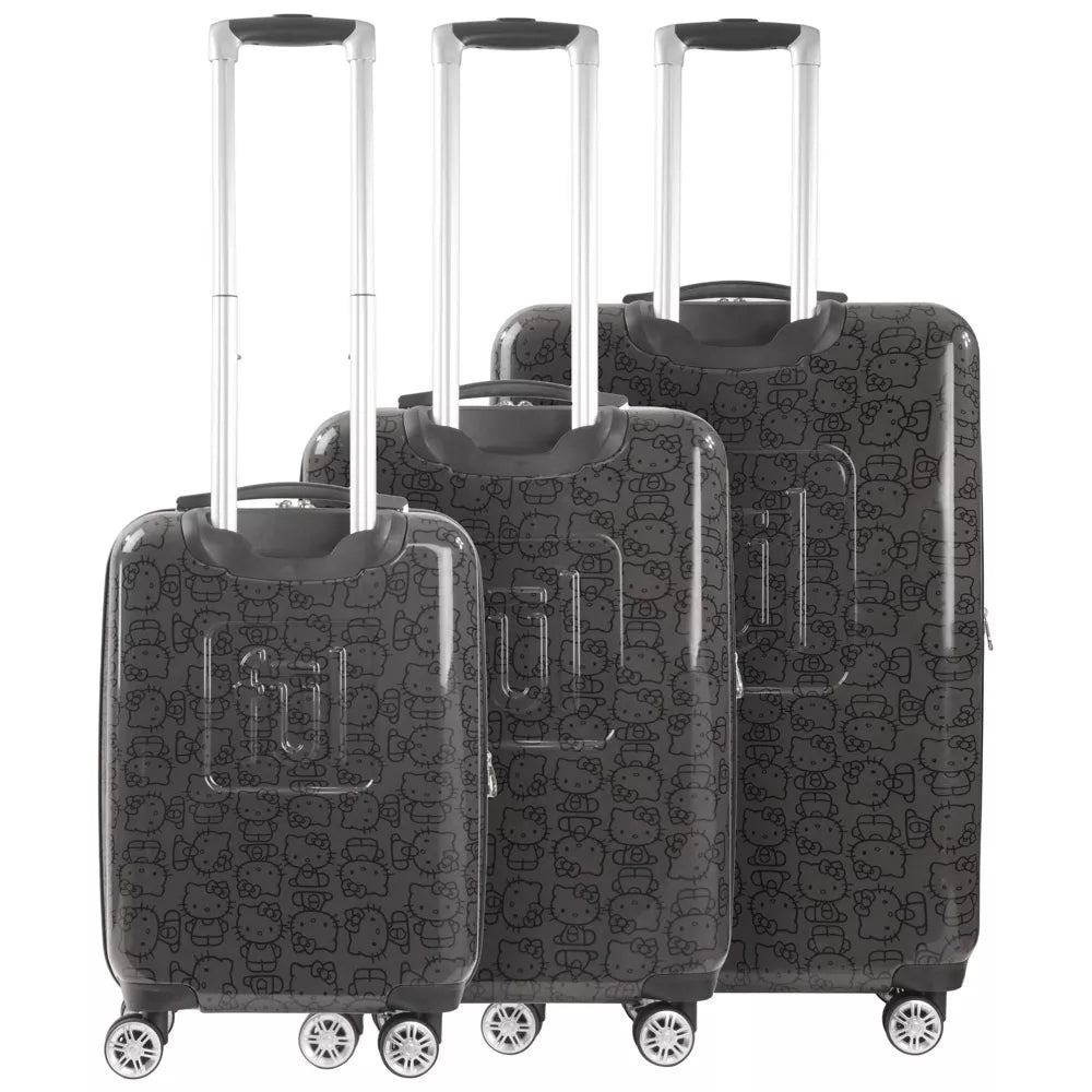 Ful Hello Kitty Pose All Over Print Hard-Sided Spinner Luggage - Black (Set of 3)