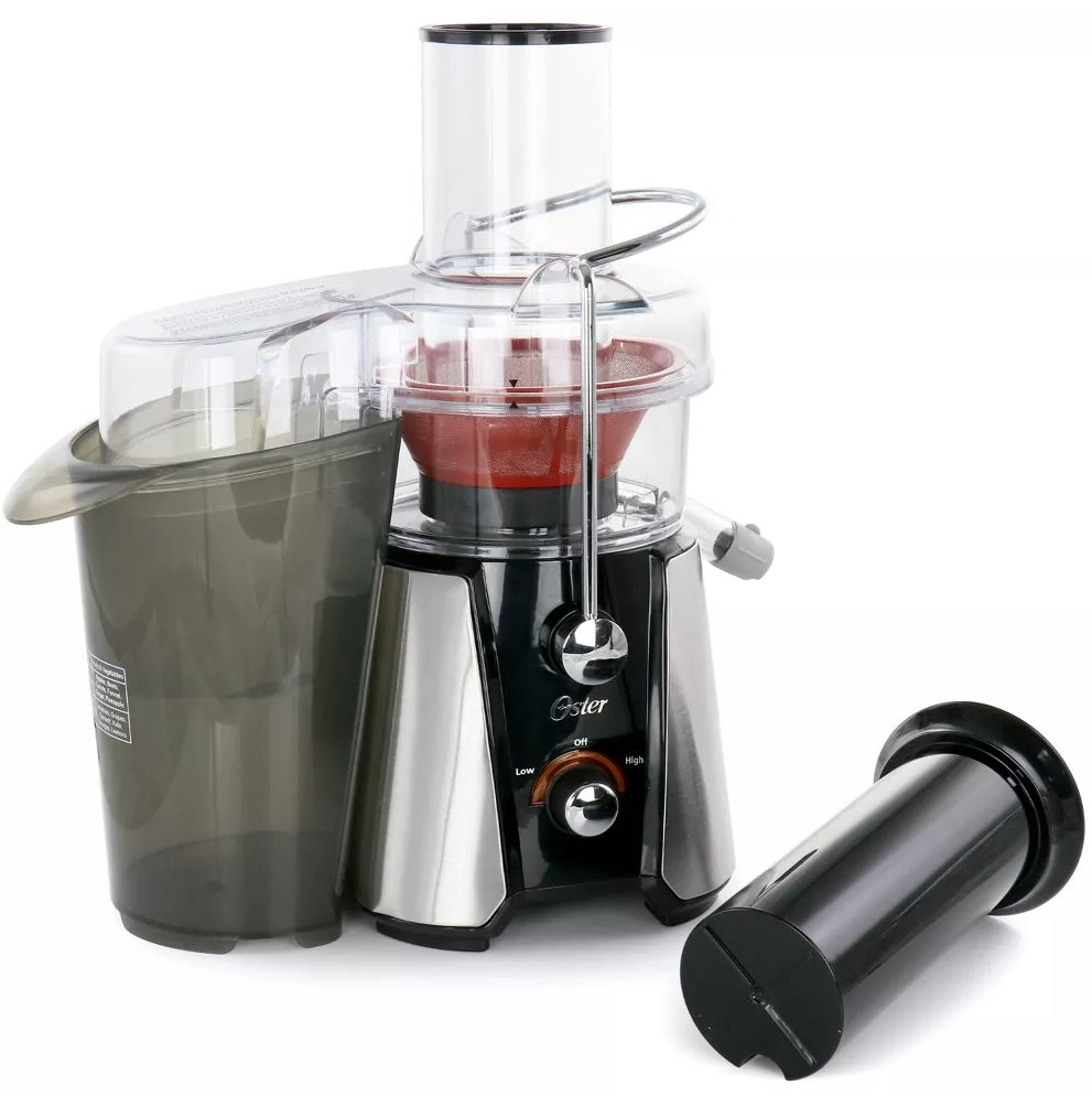 Extractor de jugos Oster FPSTJE901000 Justsimple de 2 velocidades con fácil limpieza y tolva de alimentación extra ancha - Negro