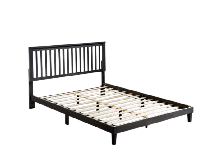 Cama Queen moderna de madera con plataforma Mission 