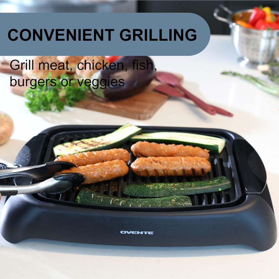 Ovente GD1632NLB Thermostat Controlled Non-Stick Indoor Grill - Black