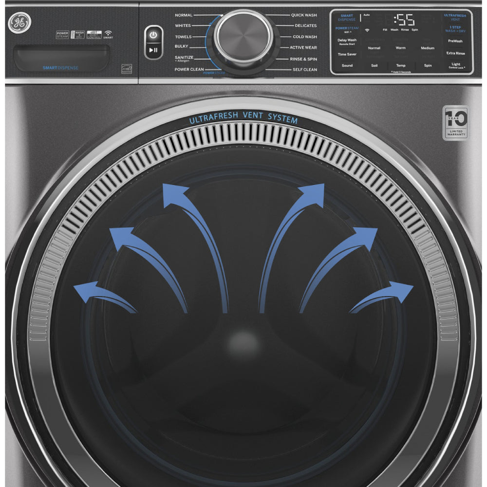 GE GFW850SPNRS 5.0 cu.ft. Smart Front Load Steam Washer with Smart Dispense - Sapphire Blue - Curacao